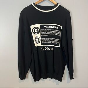 Georrge Olivier Warning Crew Neck Black Sweater Mens Size Medium